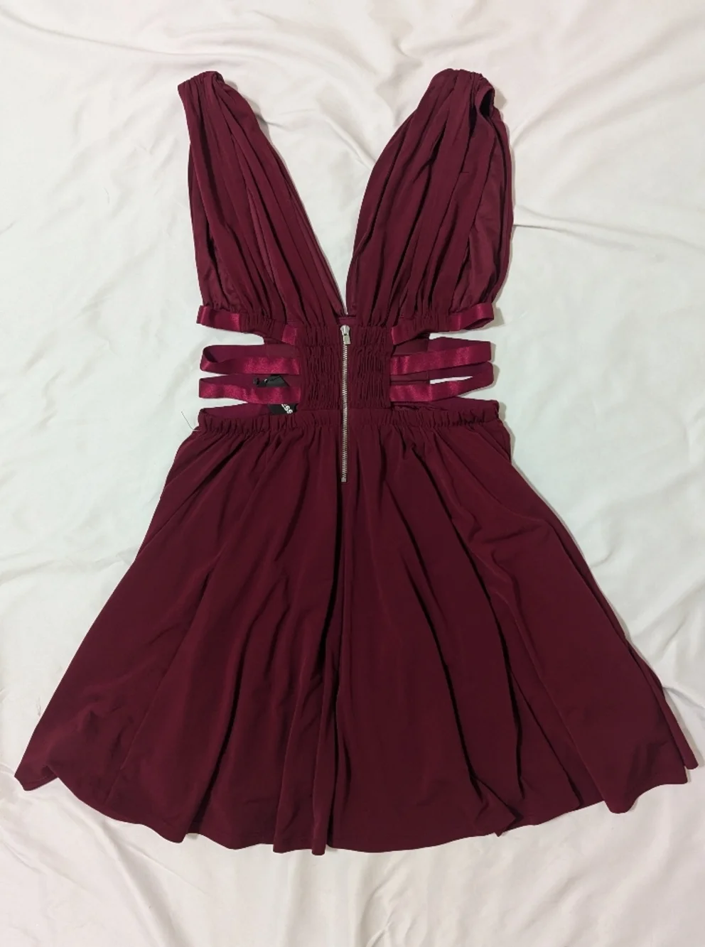NWT Express Sleeveless Cutout Mini Dress, Color Wine Size S/P - Picture 4 of 15